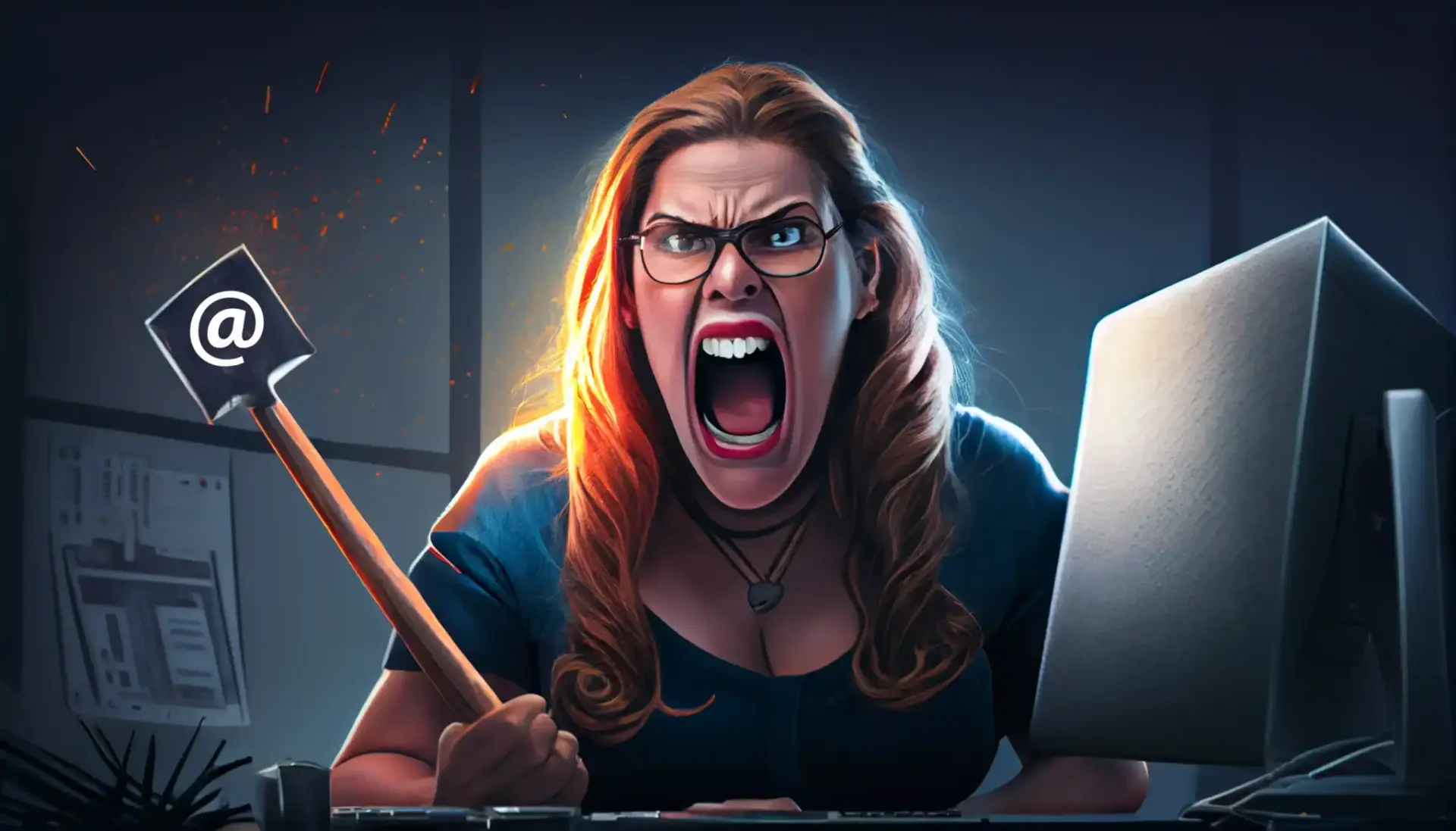 Email anger image depicting problems with email